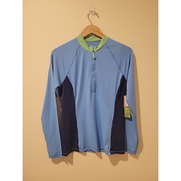 NWT Title Nine Sunbuster 1/4 Zip Long Sleeve Sun Shirt SPF Beach Vacation Blue M - Picture 1 of 8
